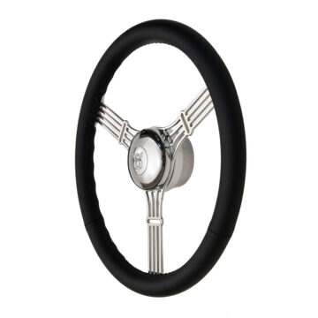 21-5645 GT3 Retro Gasser Wheel, Banjo Style, Black Leather